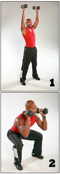 squat with shoulder press